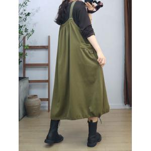 Adjustable Straps A-Line Cotton Overall Dress