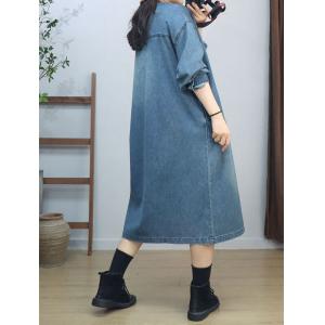 Y-Neck Original Pocket Loose Midi Jean Dress