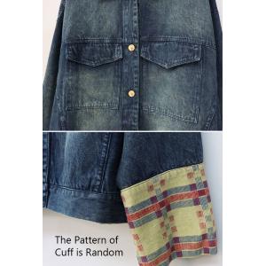 Random Pattern Flap Pocket Oversized Denim Jacket