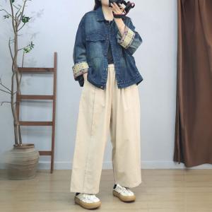 Random Pattern Flap Pocket Oversized Denim Jacket