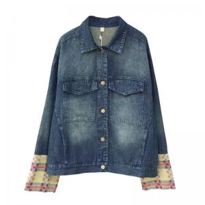 Random Pattern Flap Pocket Oversized Denim Jacket