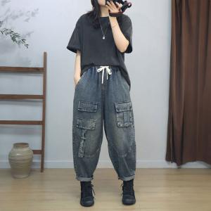 Pocket Decoration Casual Loose 90s Jeans