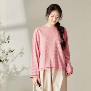 Lovely Striped Cotton Oversized Casual T-shirt