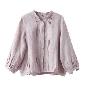 Spring Pastel Purple Linen Peasant Blouse