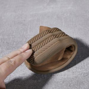 Cozy Cowhide Leather Wide Toe Slippers