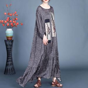 Tree Branch Patchwork Loose Elegant Maxi Dress