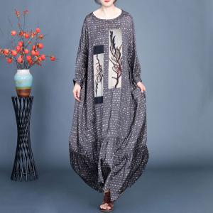 Tree Branch Patchwork Loose Elegant Maxi Dress