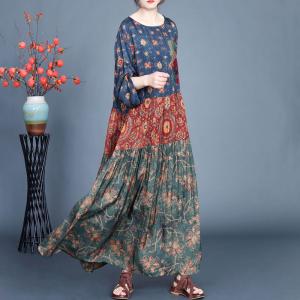 Loose-Fit Totem Printed Silky Tiered Dress