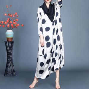 Heap Collar Polka Dot White Cocoon Dress