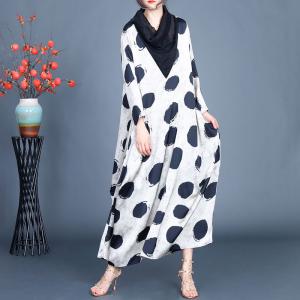 Heap Collar Polka Dot White Cocoon Dress