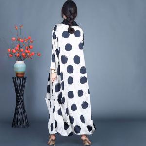 Heap Collar Polka Dot White Cocoon Dress