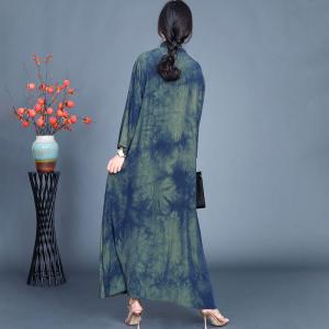 Chinese Ink Painted Soft Silk Heap Collar Dress