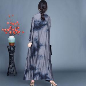 Chinese Ink Painted Soft Silk Heap Collar Dress