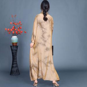 Chinese Ink Painted Soft Silk Heap Collar Dress