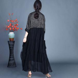 Silk Flouncing Elegant Black Cardigan