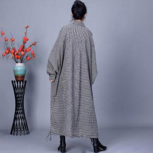 Little Plaid Polo Neck Long Shirt Dress