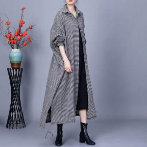 Little Plaid Polo Neck Long Shirt Dress