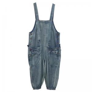 Fringed Pockets Baggy Cargo Overalls