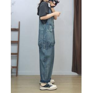 Front Straight Pockets Casual Jean Gardening Overalls