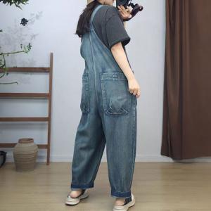 Front Straight Pockets Casual Jean Gardening Overalls