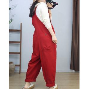 U-Neck Solid Color Cotton Comfy 90s Overalls