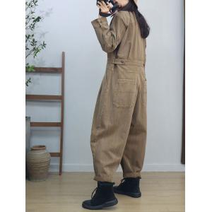 Empire Waist Polo Neck Loose Casual Jumpsuits