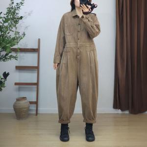 Empire Waist Polo Neck Loose Casual Jumpsuits