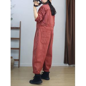 Empire Waist Polo Neck Loose Casual Jumpsuits