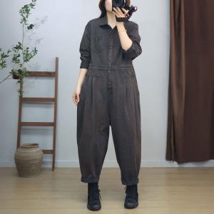 Empire Waist Polo Neck Loose Casual Jumpsuits
