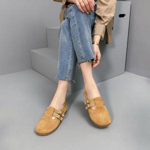 Casual Round Toe Buckle Leather Birken Flats