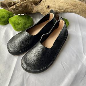 Soft Leather  Slip-On Breathable Granny Flats