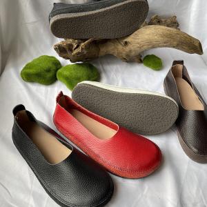 Soft Leather  Slip-On Breathable Granny Flats