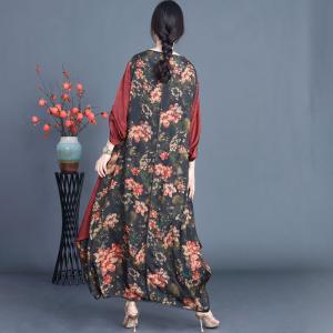 Loose-Fit Fringed Pankou Printed Church Dress