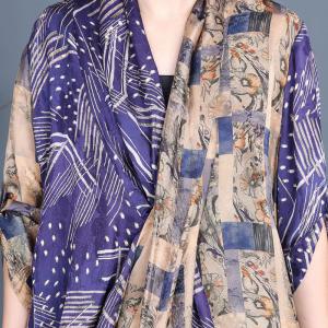 Black Slit Blue Printed Maxi Front Cross Dress