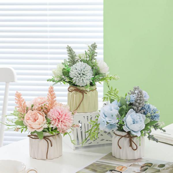 Artificial Flower Arrangements Mini Plant Silk Flowers Decoration