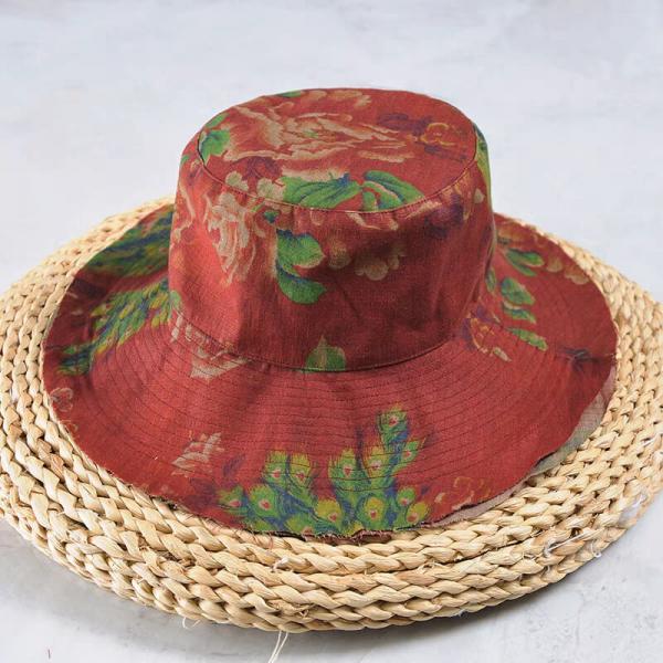 Flowers Patterned Linen Bucket Hat