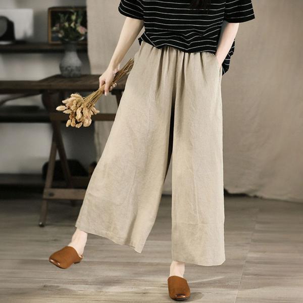 Organic Linen Wide Leg Pants for Women