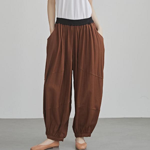 Linen and Mulberry Silk Loose High Rise Harem Pants