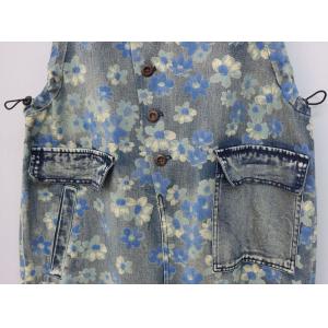 Denim Pockets V-Neck Sleeveless Floral Overalls