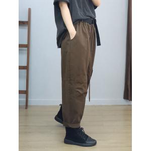 Front Buttons Casual Ribbon Cotton Skater Pants