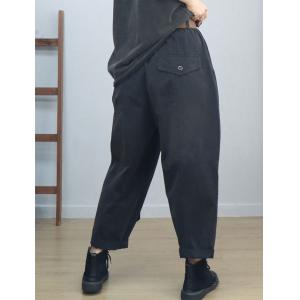 Front Buttons Casual Ribbon Cotton Skater Pants