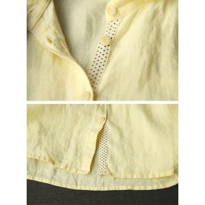 Long Sleeves Baby Yellow Linen Shirt for Women