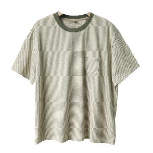 Short Sleeves Green Striped Cotton T-shirt