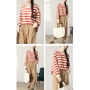 Chest Pocket Chunky Striped Cotton Sweatshirt