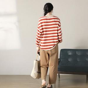 Chest Pocket Chunky Striped Cotton Sweatshirt