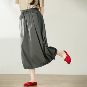 High Waist Gray A-Line Bud Skirt