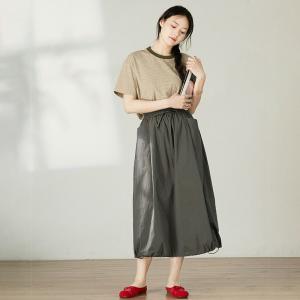 High Waist Gray A-Line Bud Skirt