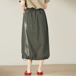 High Waist Gray A-Line Bud Skirt