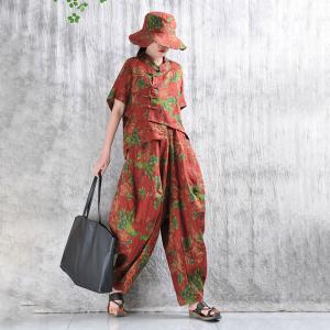 Organic Linen Handmade Printed Customized Elephant Pants