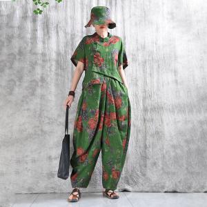 Organic Linen Handmade Printed Customized Elephant Pants